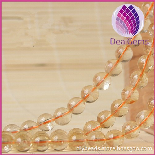 whole sale Natural 3A yellow 9mm citrine round gemstone beads for jewelry
